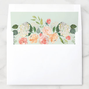 Blush Pink orange floral watercolor wedding Envelope Liner