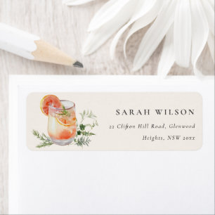 Blush Pink Orange Green Cocktail Address Label