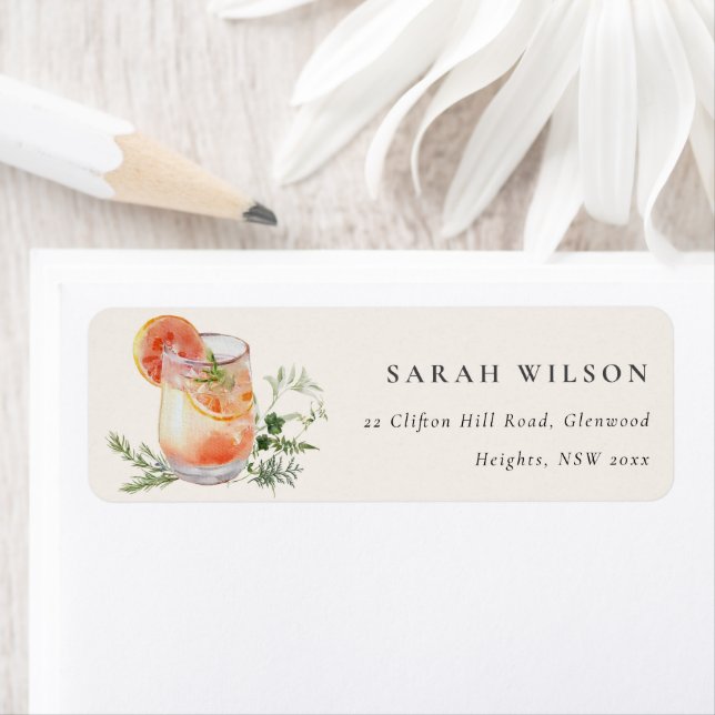 Blush Pink Orange Green Cocktail Address Label (Insitu)