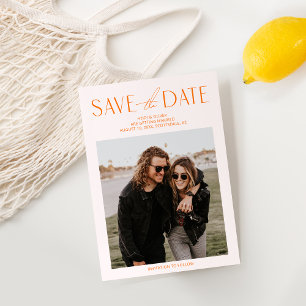 Blush Pink & Orange Photo Save the Date Card