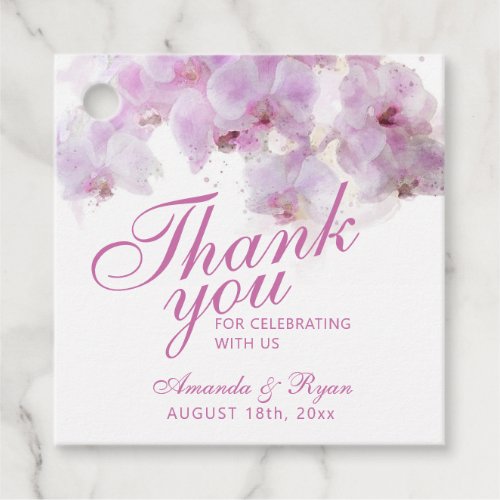 Blush Pink Orchid Watercolor Flower Floral Wedding Favor Tags