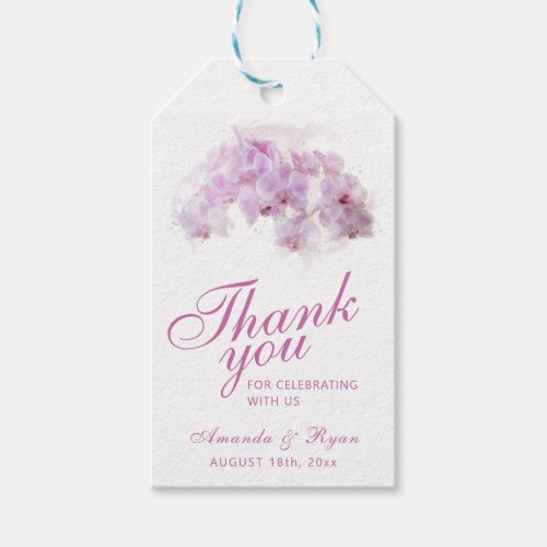 Blush Pink Orchid Watercolor Flower Floral Wedding Gift Tags