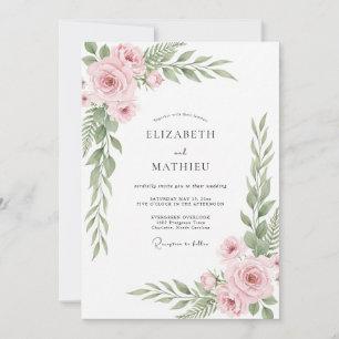 Blush Pink Organic Botanical Wedding Invitation