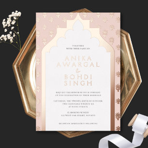 Blush Pink Ornate Indian Wedding Rose Gold Foil Invitation