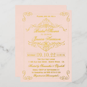 Blush Pink & Ornate Swirls Bridal Shower Real Foil Invitation
