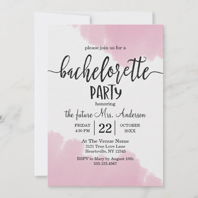 Blush Pink Paint Bachelorette Party Invitation (Front)