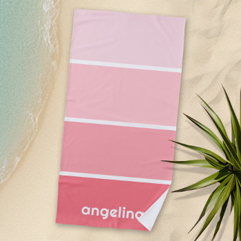 Blush Pink Paint Chips With Custom Name Beach Towel by icases at Zazzle