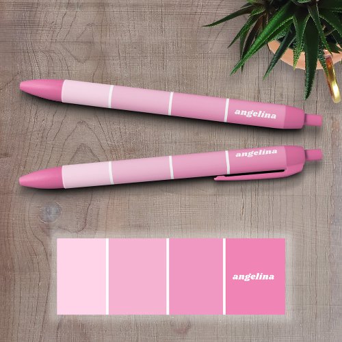 Blush Pink Paint Chips with Custom Name Black Ink Pen