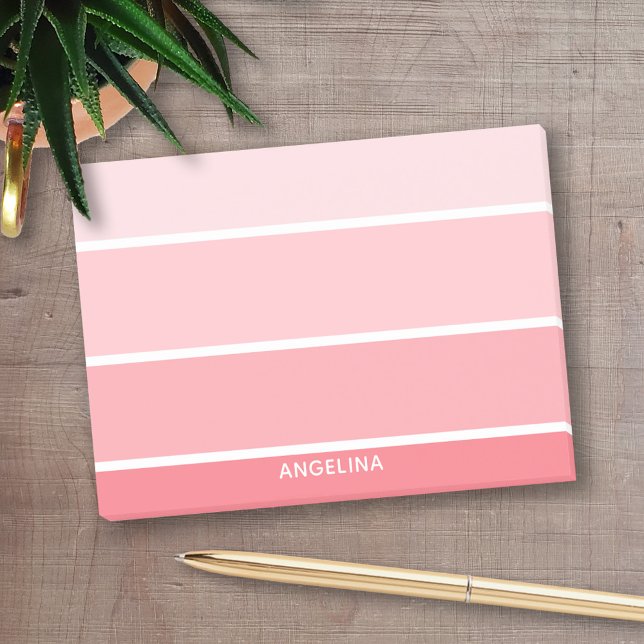 Blush Pink Paint Chips with Custom Name Post-it Notes (Personalized Post-It Notes - add you name or other text)