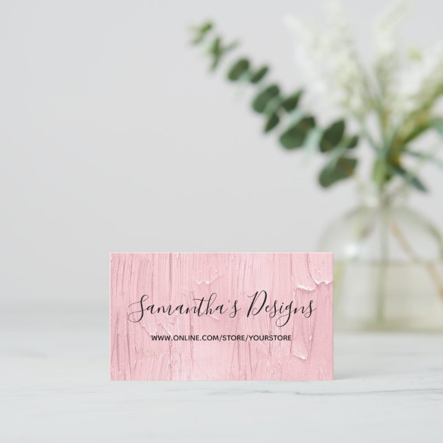 Blush Pink Painted Look Online Store Business Card (Standing Front)