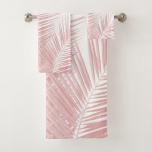 Blush Pink Palm Leaves Dream Cali Summer Vibes #1 Bath Towel Set