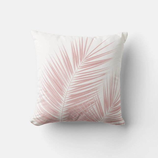 Blush Pink Palm Leaves Dream Cali Summer Vibes #1 Throw Pillow (Front)