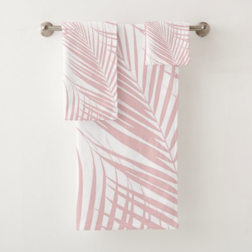 Blush Pink Palm Leaves Dream Cali Summer Vibes 2 Bath Towel Set