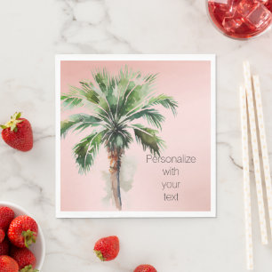 Blush Pink Palm Tree Personalized Napkins