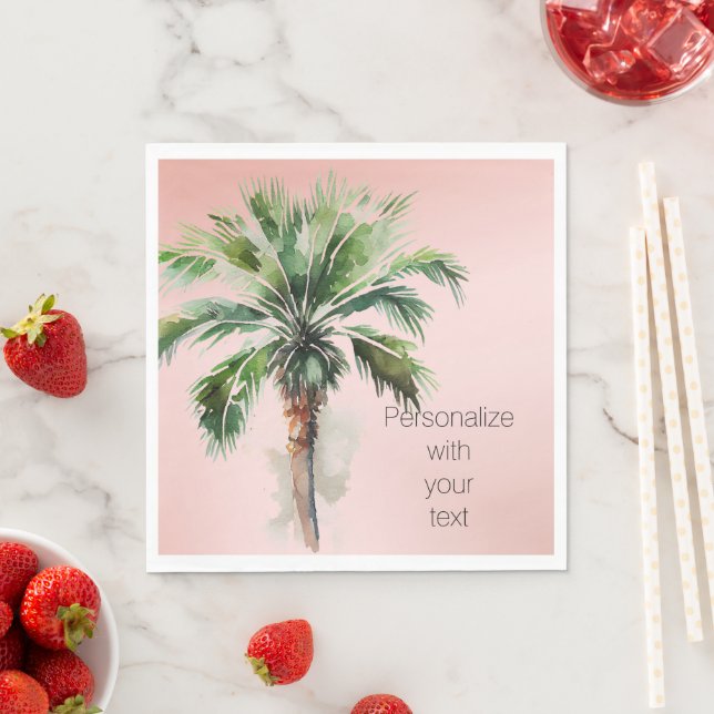 Blush Pink Palm Tree Personalized    Napkins (Insitu)