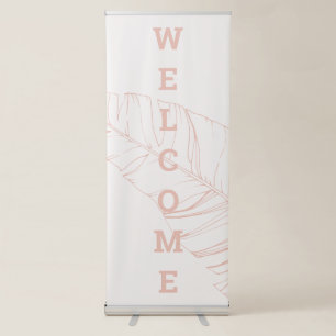 Blush Pink Palm Welcome Vertical Retractable Banner