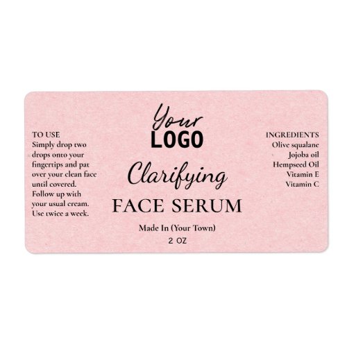 Blush Pink Paper Texture Clarifying Serum Labels