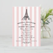 Blush Pink Paris Eiffel Tower Bridal Shower Invitation (Standing Front)