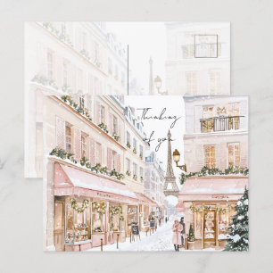 Blush Pink Paris Eiffel Tower Thinking of you Postcard