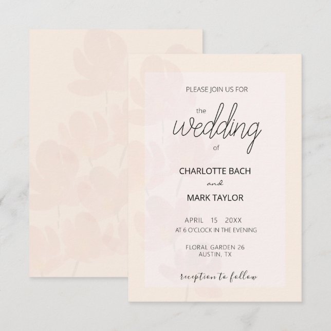 Blush Pink Pastel Flowers Watercolor Elegant Invitation (Front/Back)