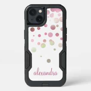 Blush Pink Pastel Iridescent Confetti Name iPhone 13 Case