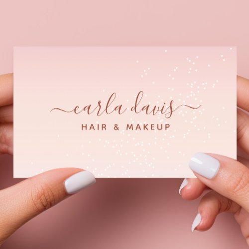 Blush Pink Pastel Ombre Glitter Makeup Artist Business Card