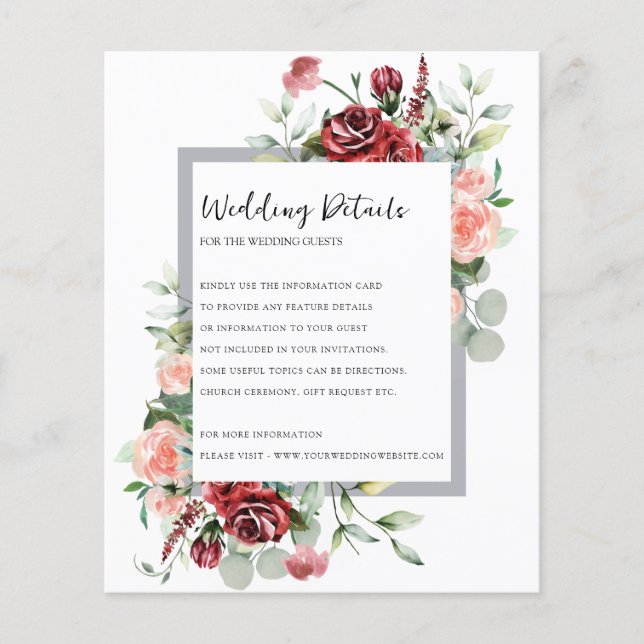 Blush Pink Peach And Coral Floral Wedding Detail  (Front)