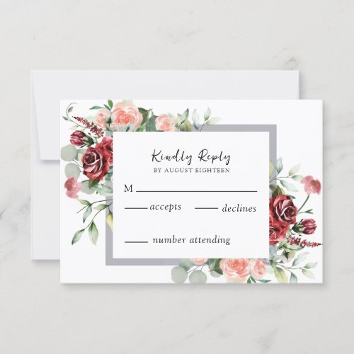 Blush Pink Peach And Coral Floral Wedding  RSVP Card