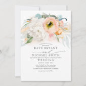 Blush Pink Peach and White Floral Elegant Wedding Invitation (Front)