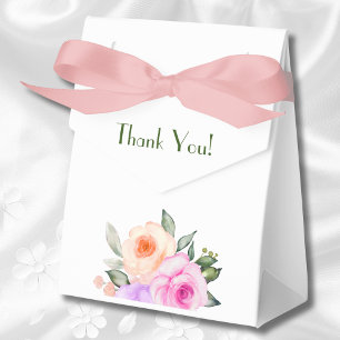 Blush Pink Peach Bright Roses Bridal Shower Favor Boxes