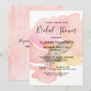 Blush Pink Peach Coral Floral Bridal Shower Invitation