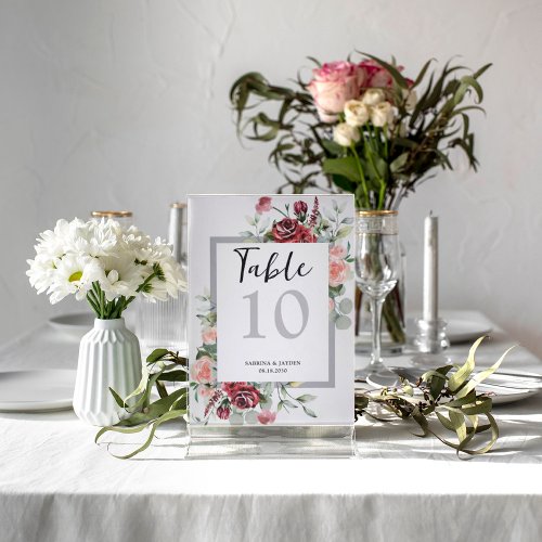 Blush Pink Peach Coral Floral Wedding Table Number