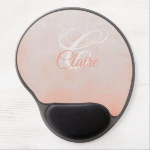 Blush Pink Peach Coral rustic Abstract monogram Gel Mouse Pad