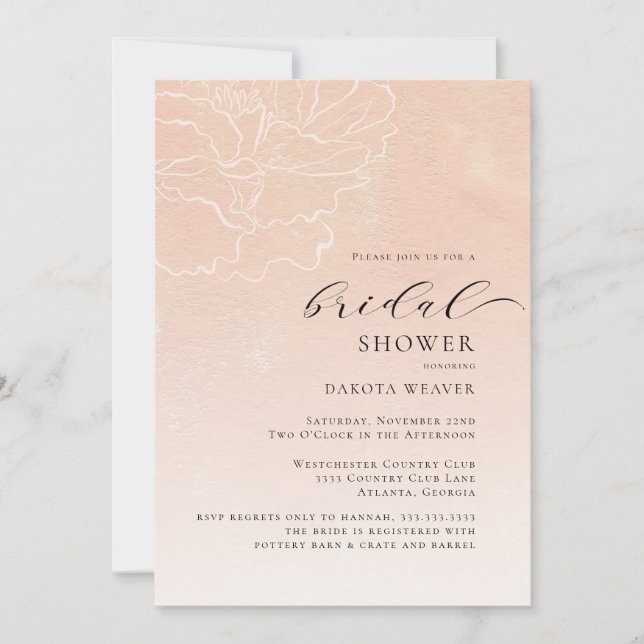 Blush Pink Peach Floral Photo Bridal Shower   Invitation (Front)