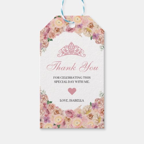 Blush Pink Peach Floral Thank You Gift Tags