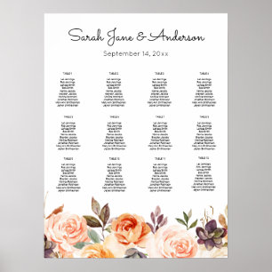 Blush Pink & Peach Floral Wedding Seating Chart