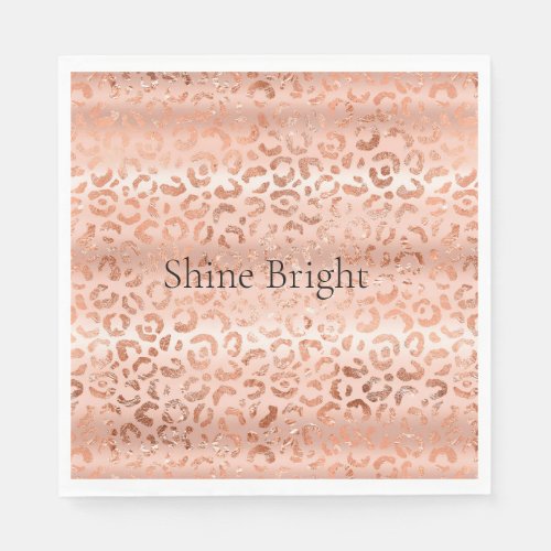 Blush Pink Peach Leopard Print Sparkle Ombre Napkins