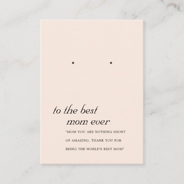 BLUSH PINK PEACH MOM GIFT EARRING DISPLAY CARD (Front)