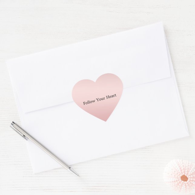 Blush Pink Peach Ombre  Heart Sticker (Envelope)