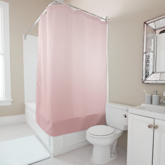 Blush Pink Peach Ombre Shower Curtain (In Situ)