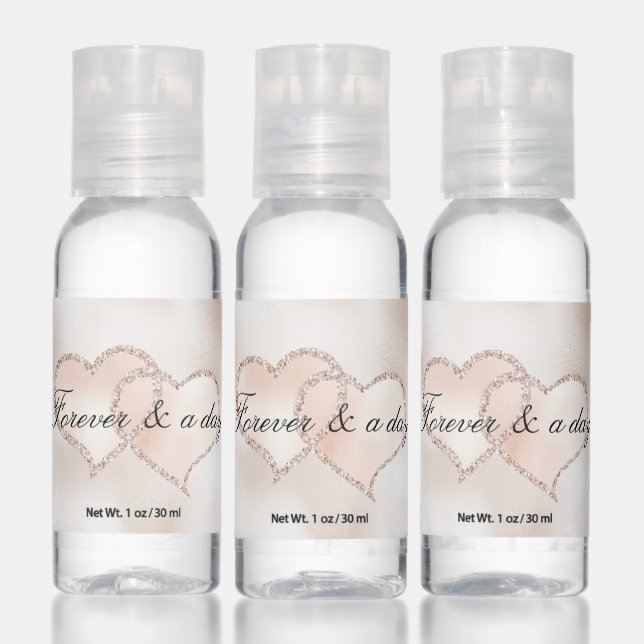 Blush Pink Peach Rose Glitz Hearts      Hand Sanitizer (Set)