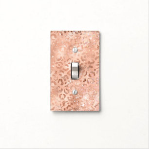 Blush Pink Peach Rose Gold Leopard  Light Switch Cover