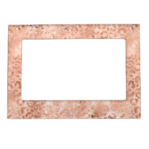 Blush Pink Peach Rose Gold Leopard  Magnetic Frame