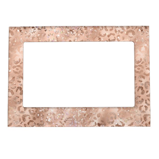 Blush Pink Peach Rose Gold Leopard  Magnetic Frame (Front)