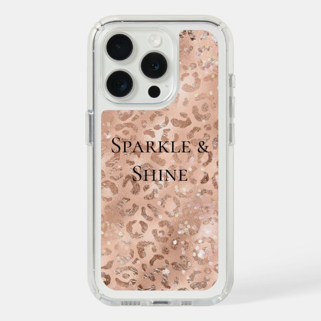 Blush Pink Peach Rose Gold Leopard  Speck iPhone Case (Front (White Titanium))