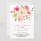 Blush Pink Peach Watercolor Floral Baby Shower Invitation (Front)