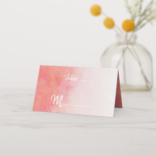 Blush Pink  Peach Watercolor Wash Table Number Place Card