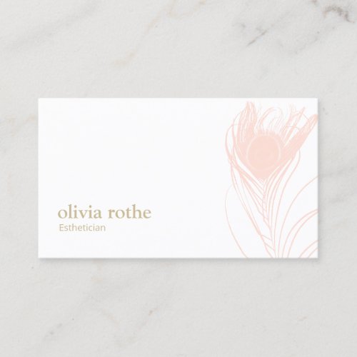 Blush  Pink Peacock Feather Beauty  Business Card