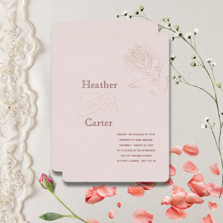 Blush Pink Pearl Botanical Foil Invitation