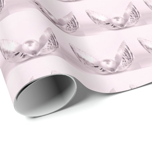 blush pink pearl in seashell wrapping paper (Roll Corner)